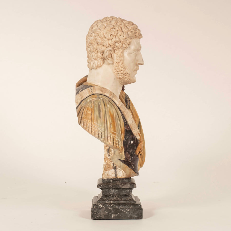 Marble Hadrian Roman Brecchia Marble Bust