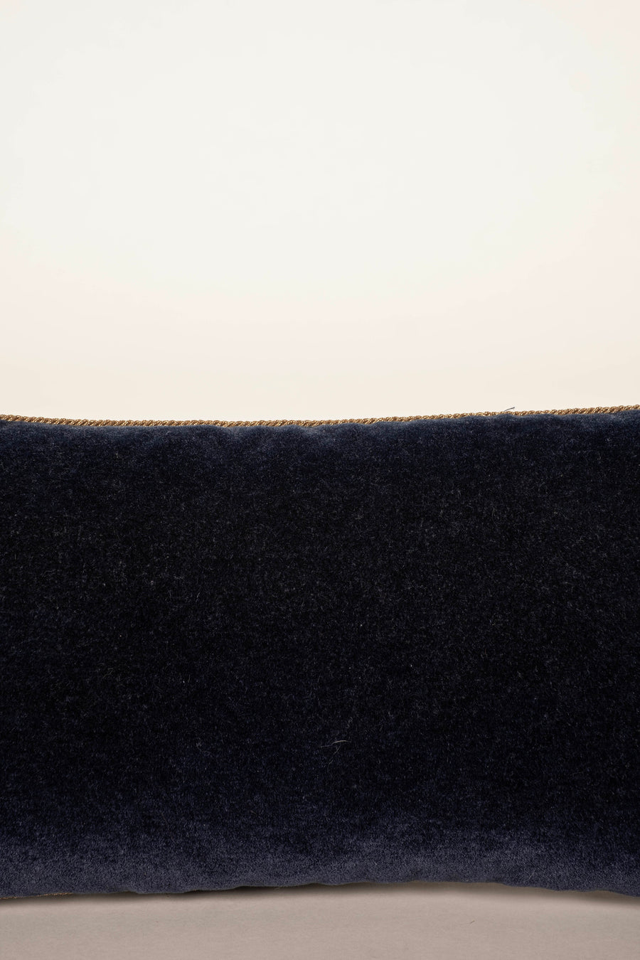 Pair Federal Blue and Gold Rope Trim Mohair Pillows