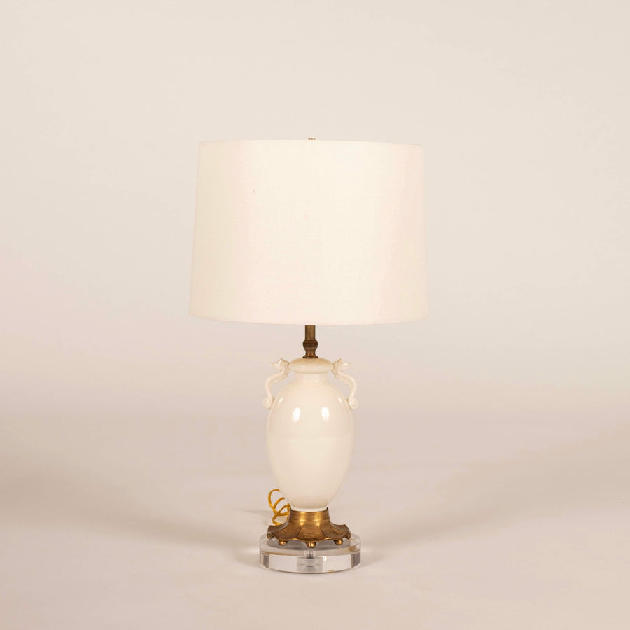 Vintage Gilt White Porcelain Seahorse Lamp
