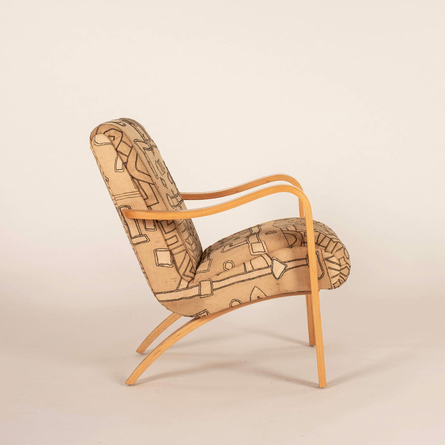 Pair Vintage Thonet Kuba Cloth Armchairs