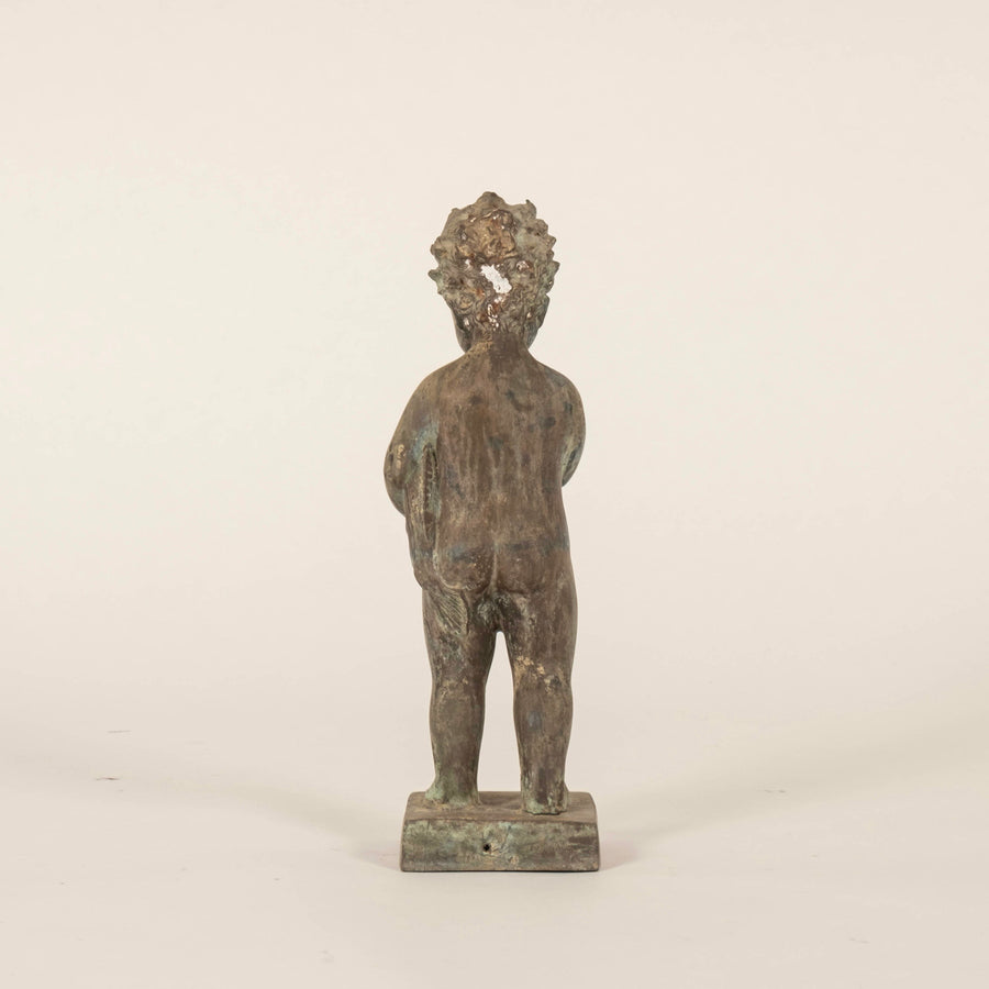 Antique Bronze Putti and Dolphin Fountain Statue