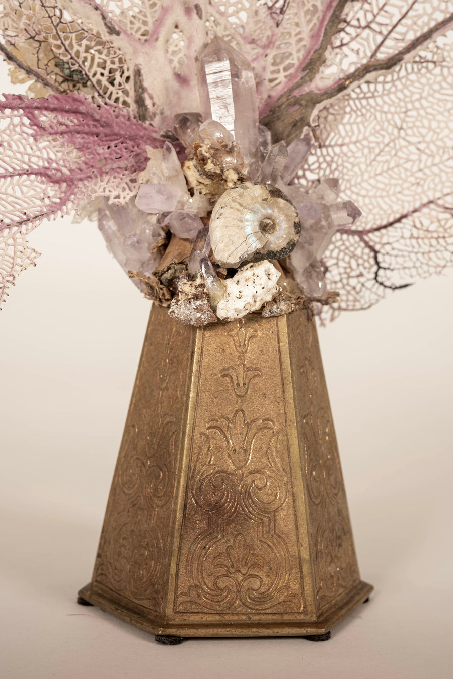 Venice Rising Pink Sea Fan Coral Amethyst Sculpture