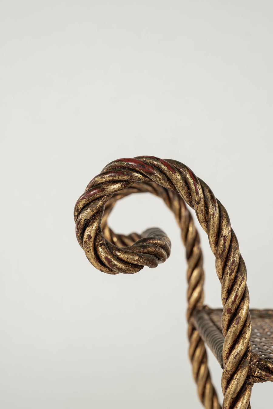 Vintage Italian Gilt Iron Rope & Tassel Bench