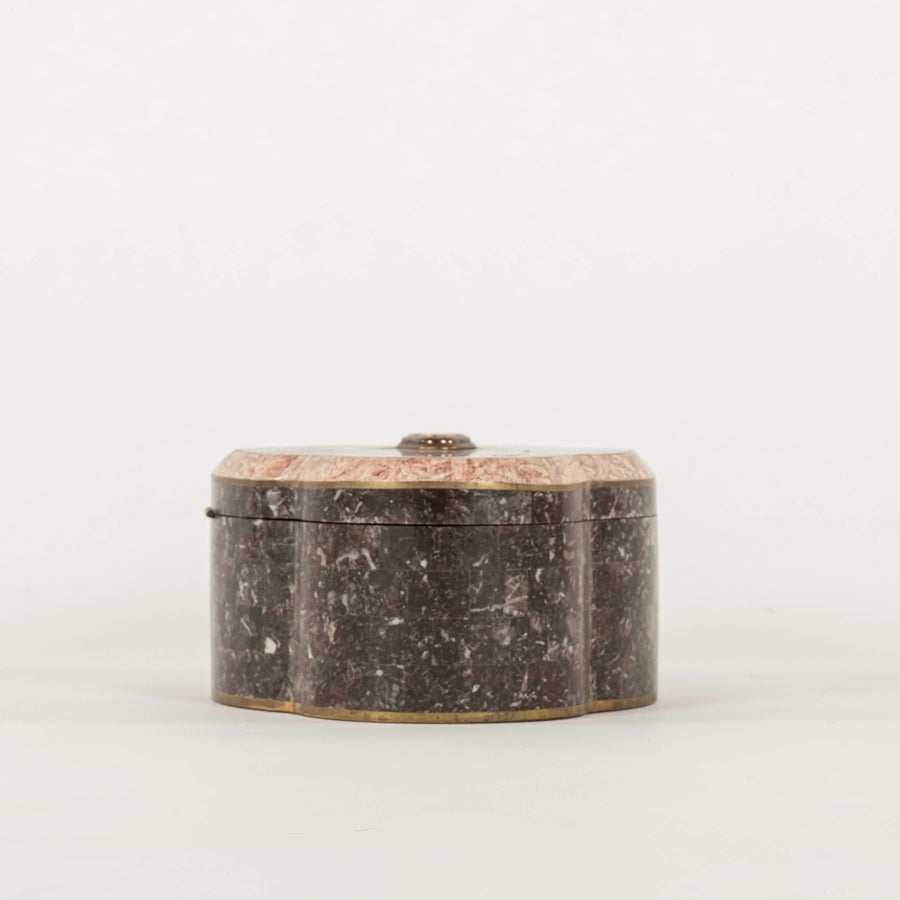 Tessellated Black and Pink Marble Clover Box