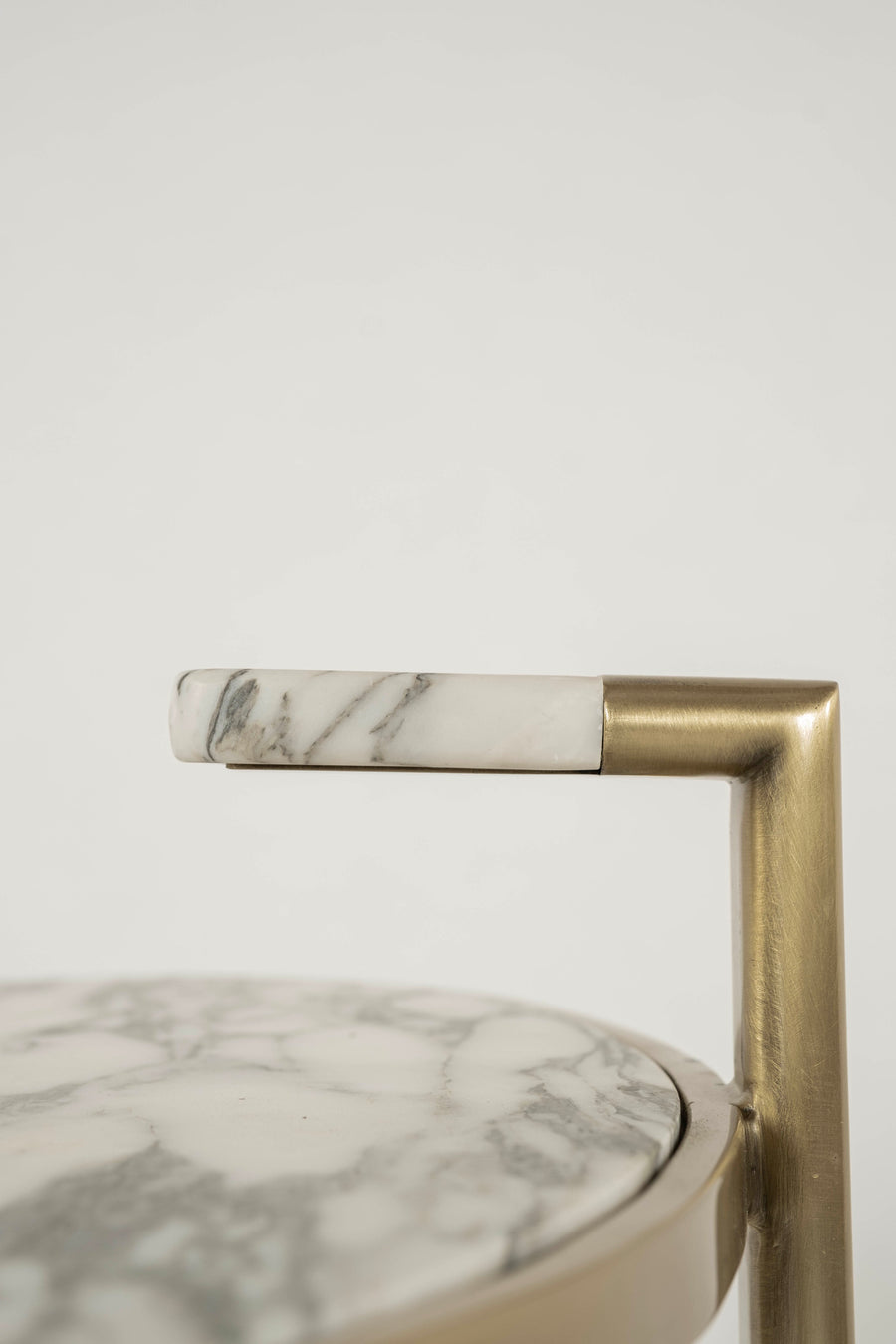 Contemporary Gray White Oval Marble Side Table