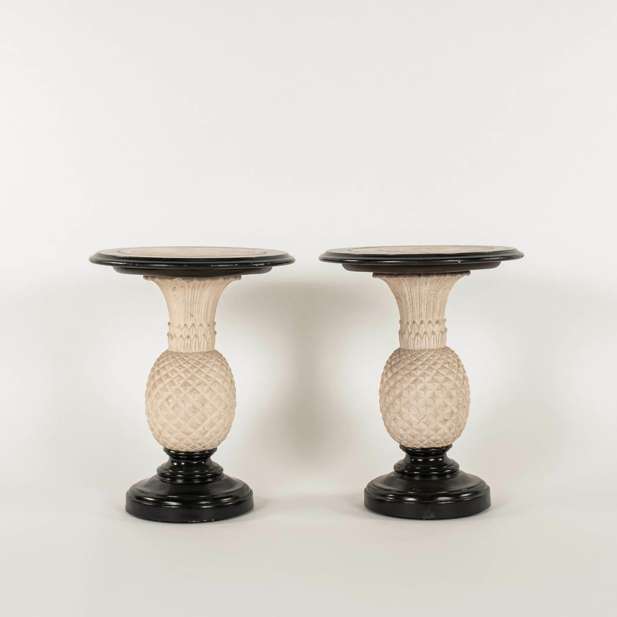 Vintage Black White Pineapple Occasional Side Table