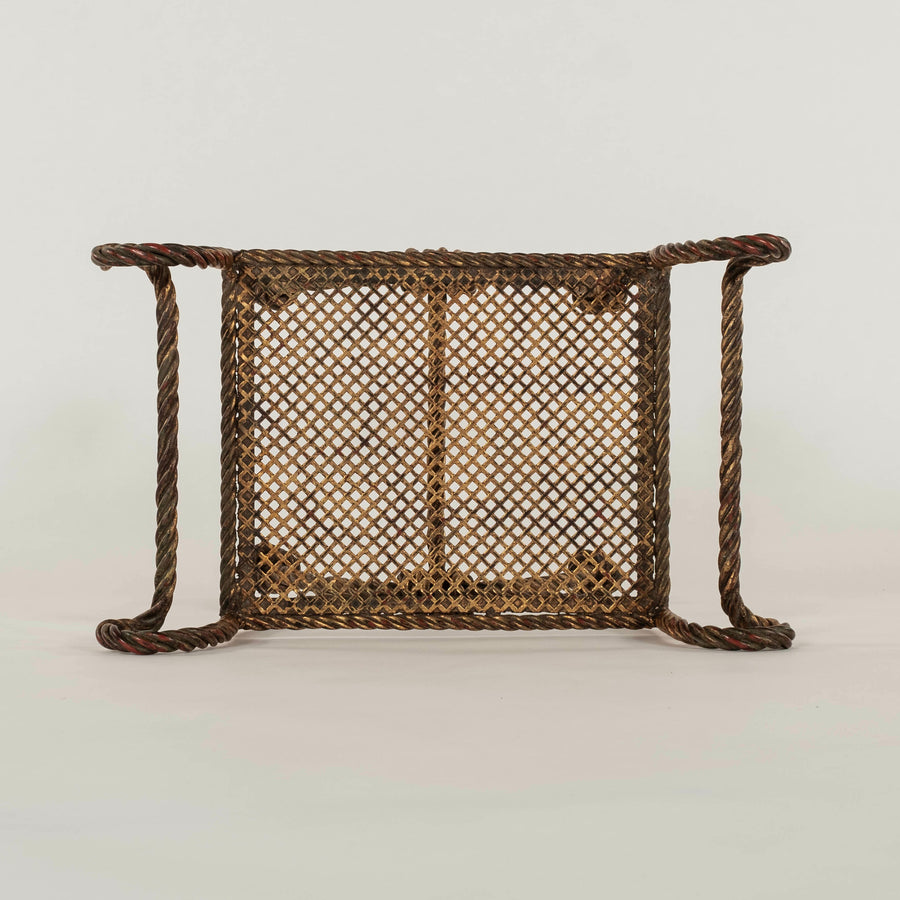 Vintage Italian Gilt Iron Rope & Tassel Bench