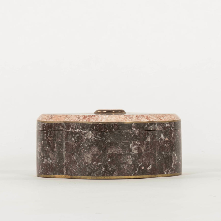 Tessellated Black and Pink Marble Clover Box