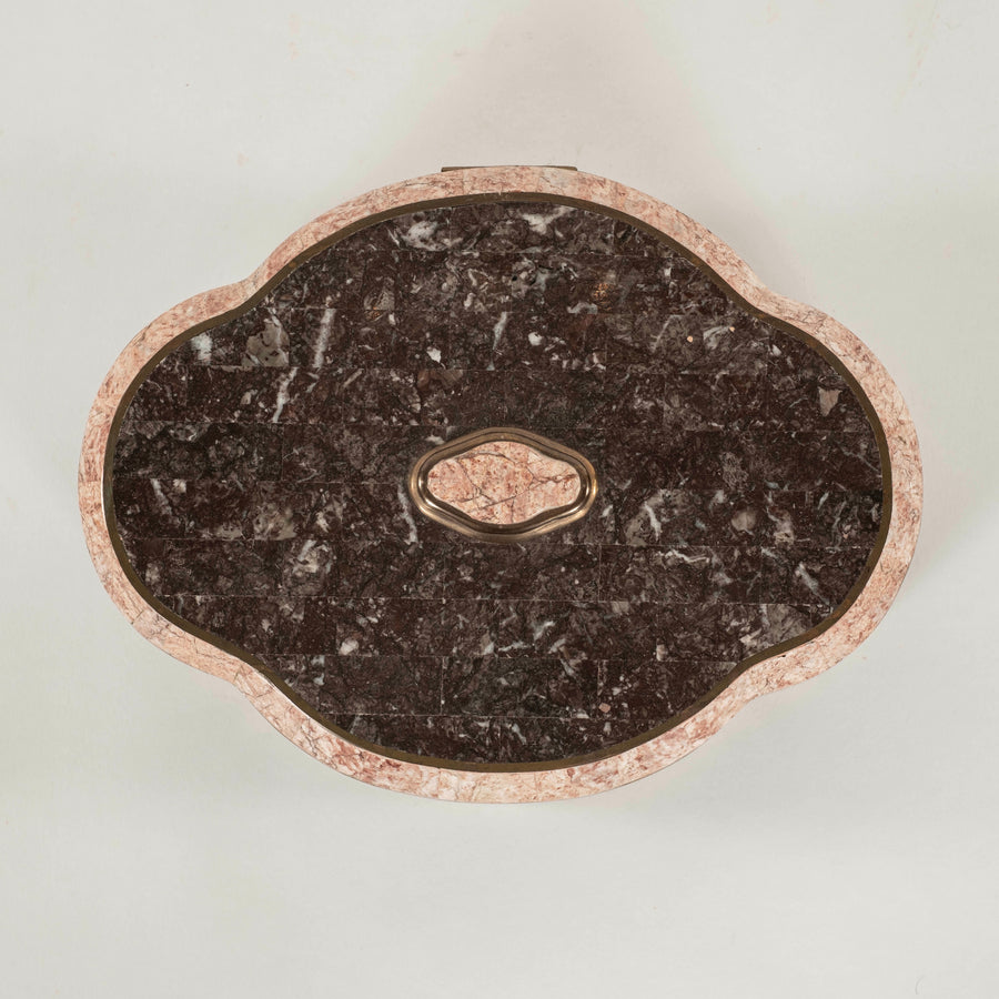 Tessellated Black and Pink Marble Clover Box