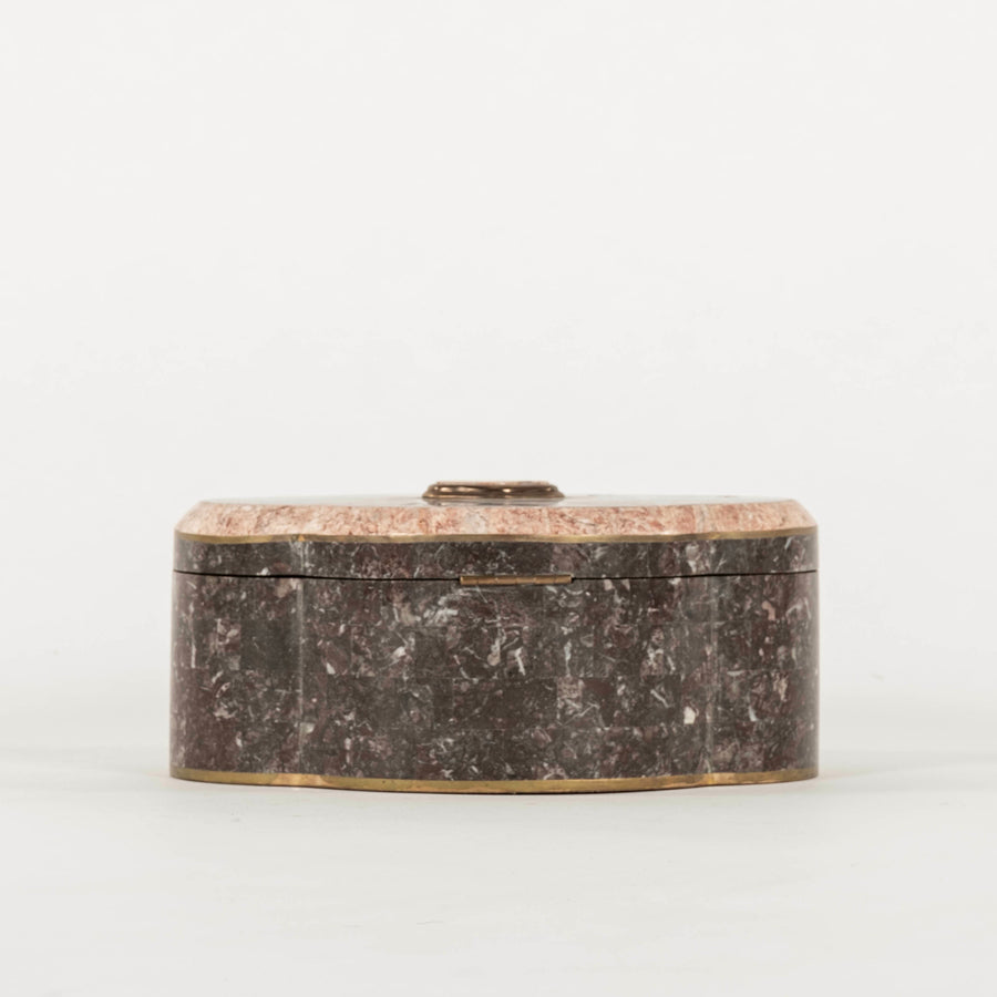 Tessellated Black and Pink Marble Clover Box