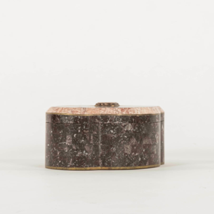 Tessellated Black and Pink Marble Clover Box