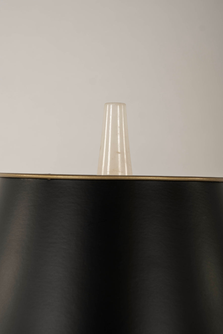 Pair 1950s Italian Conical White Marble Brass Table Lamps