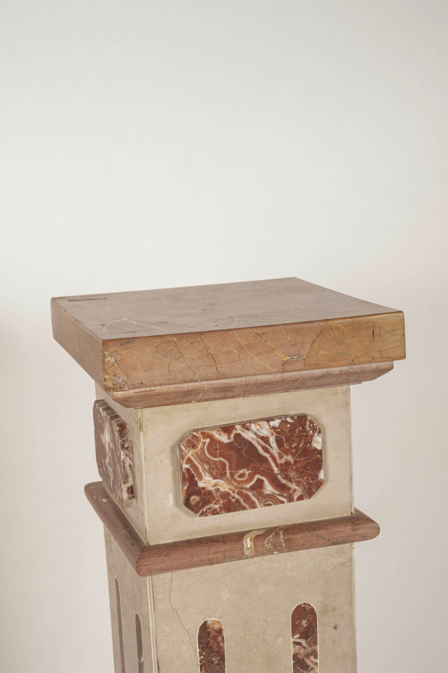 Pair 20th Century Neoclassical Revival Rouge Red Pink Marble Pedestals