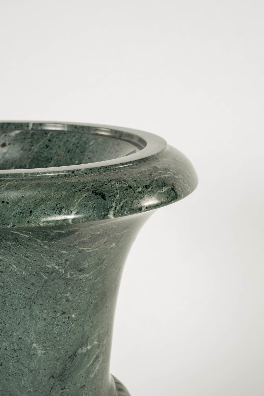 Pair Vintage Green Marble Lidded Urns