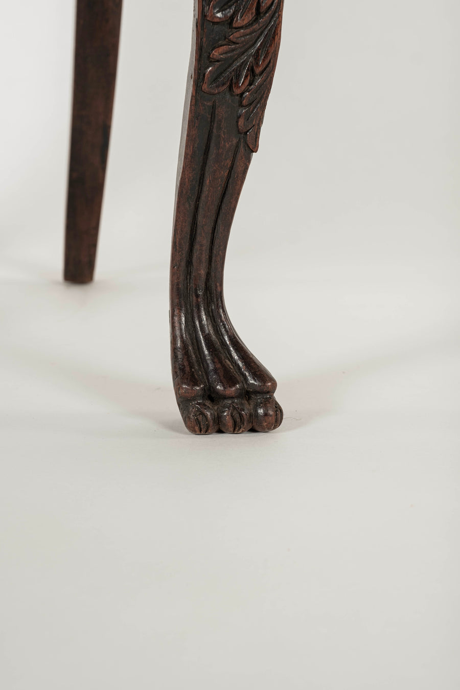 Pair Antique Anglo Indian Claret Velvet Carved Side Chairs