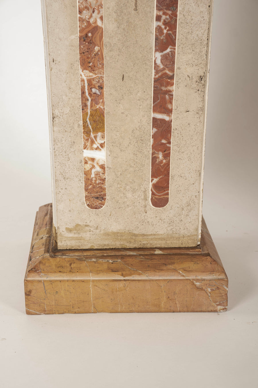 Pair 20th Century Neoclassical Revival Rouge Red Pink Marble Pedestals