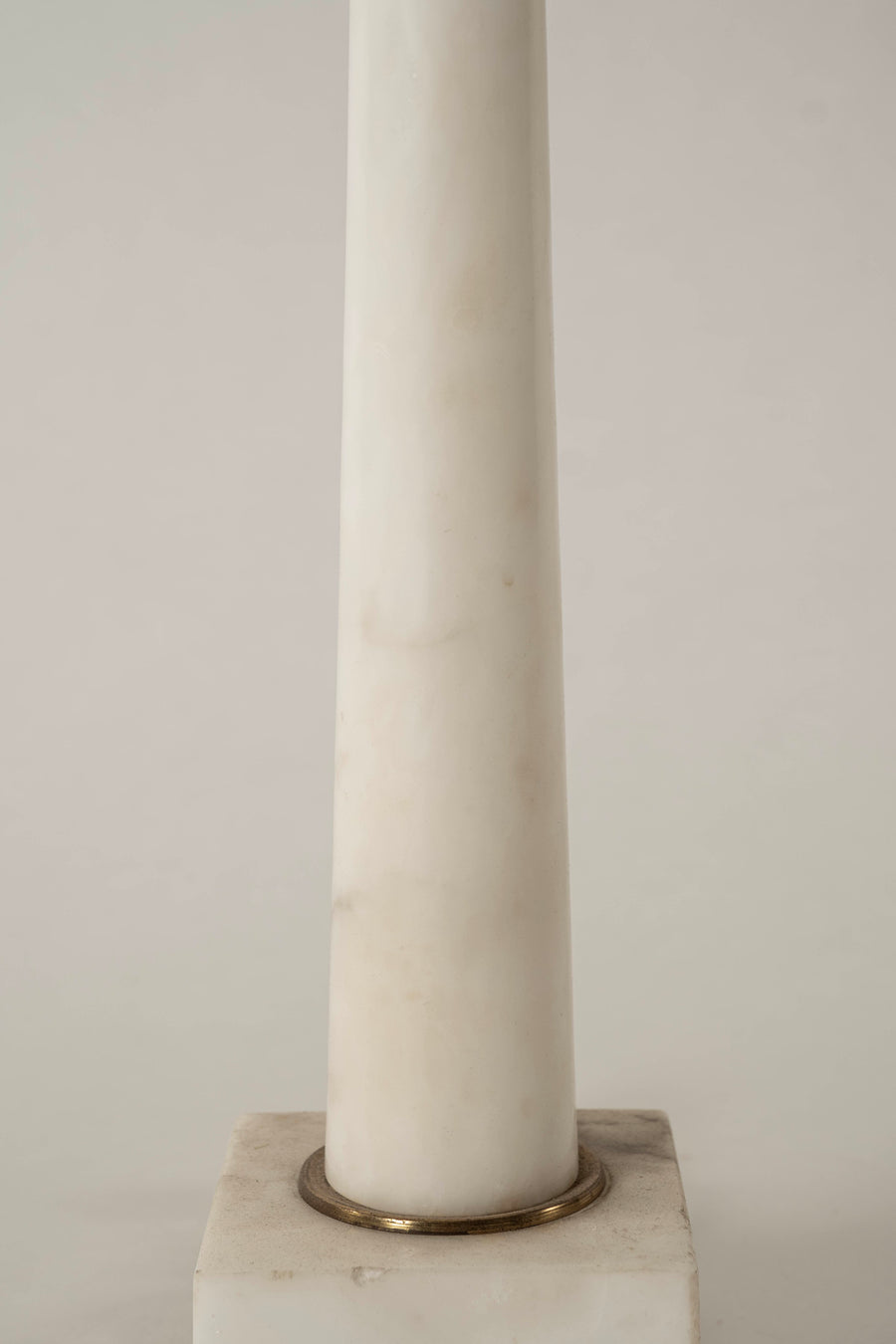 Pair 1950s Italian Conical White Marble Brass Table Lamps