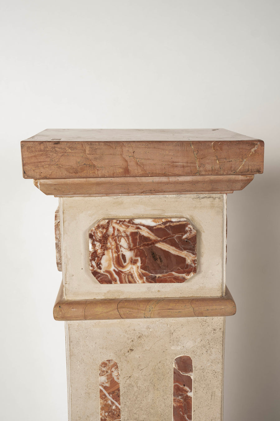 Pair 20th Century Neoclassical Revival Rouge Red Pink Marble Pedestals