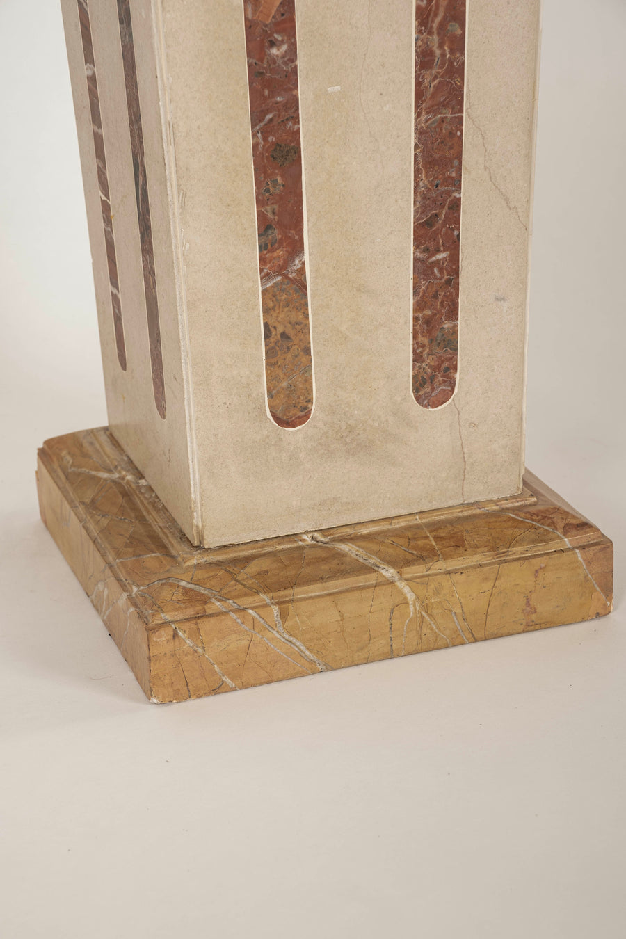 Pair 20th Century Neoclassical Revival Rouge Red Pink Marble Pedestals