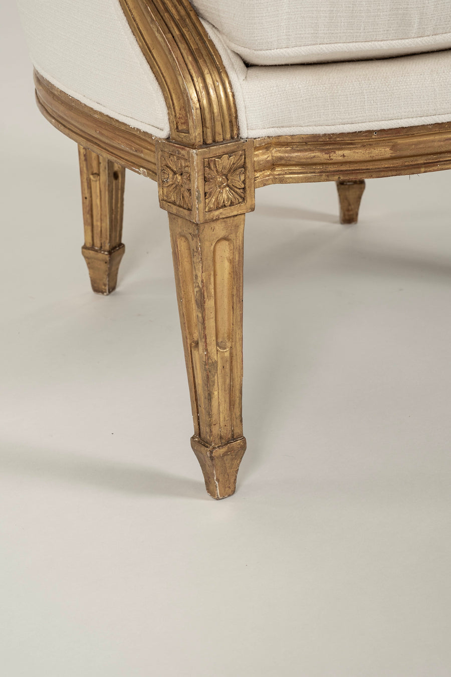 Pair Louis XVI Style Gilt Bergeres