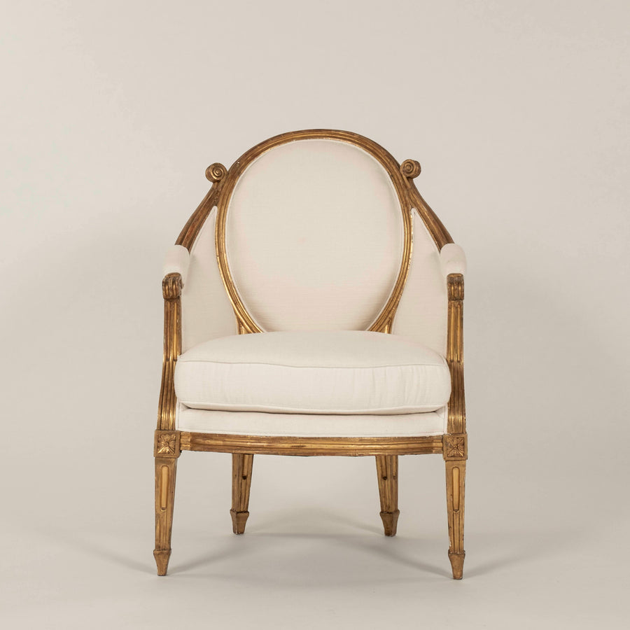 Pair Louis XVI Style Gilt Bergeres