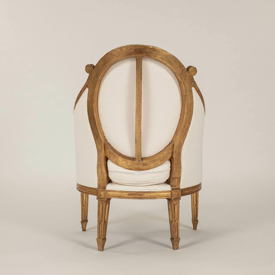 Pair Louis XVI Style Gilt Bergeres