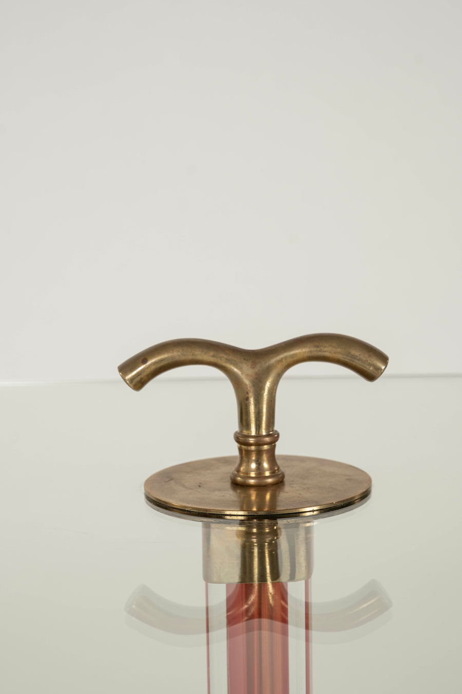 Italian Rosso Red Murano Glass Brass Tripod Side Table