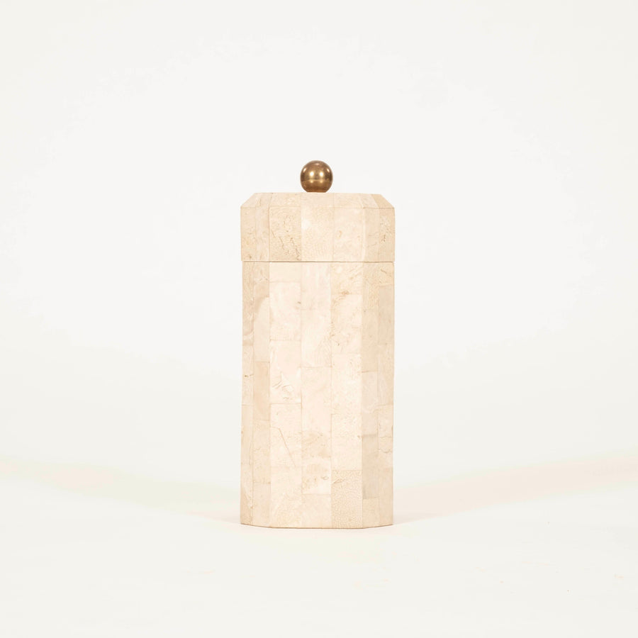 Tessellated Travertine Octagonal Box