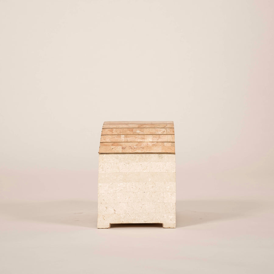 Tessellated Monochrome Mixed Marble & Brass Dome Box