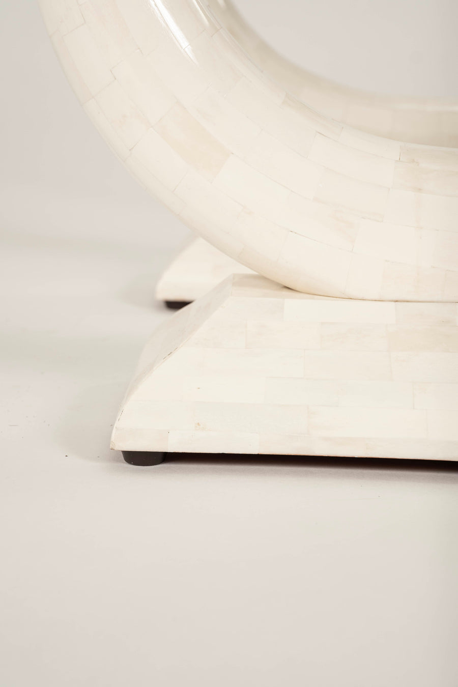Tessellated Travertine Rings & Glass Side Table