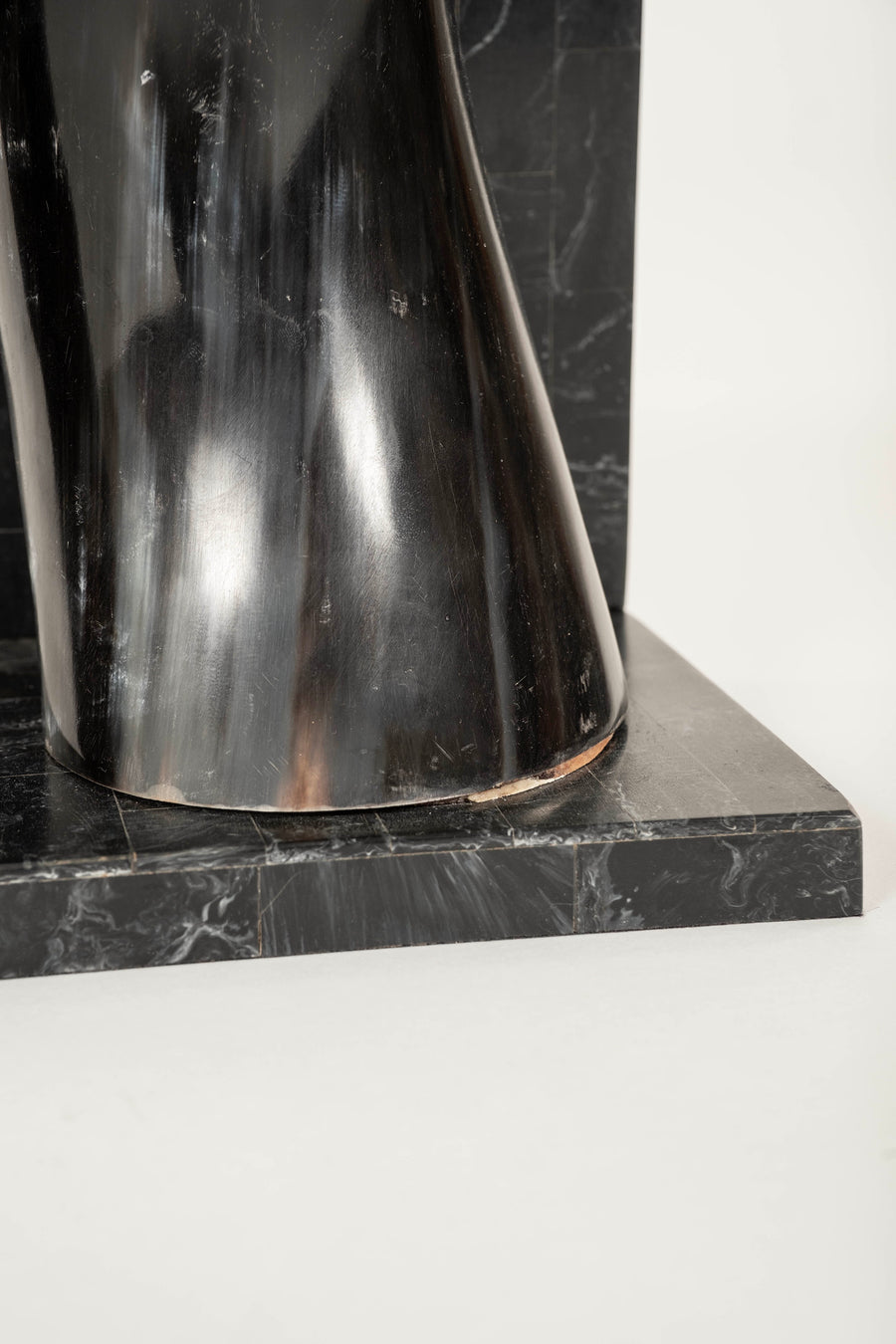 Pair Black Marble and Horn Bookends