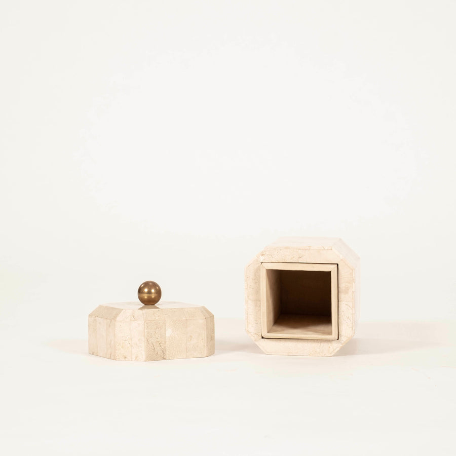 Tessellated Travertine Octagonal Box
