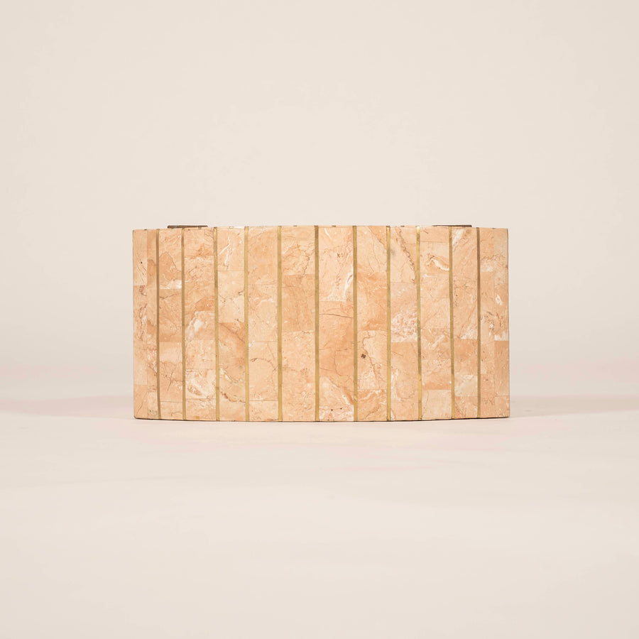Tessellated Monochrome Mixed Marble & Brass Dome Box