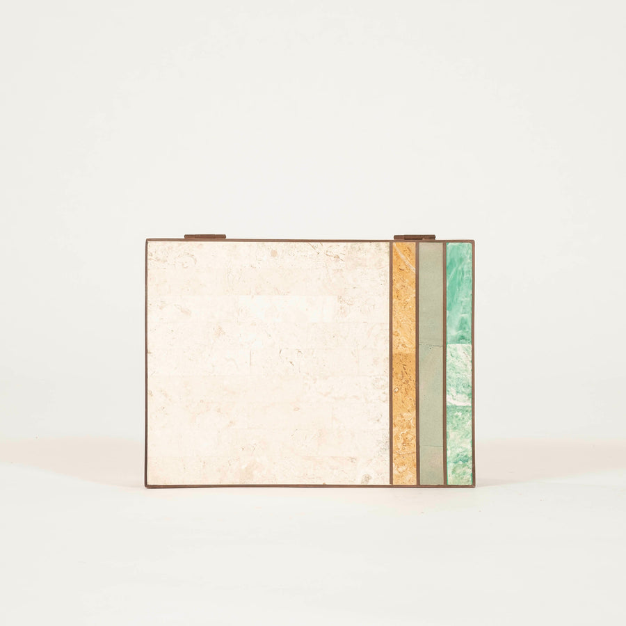 Tessellated Polychrome Mixed Stone & Brass Box