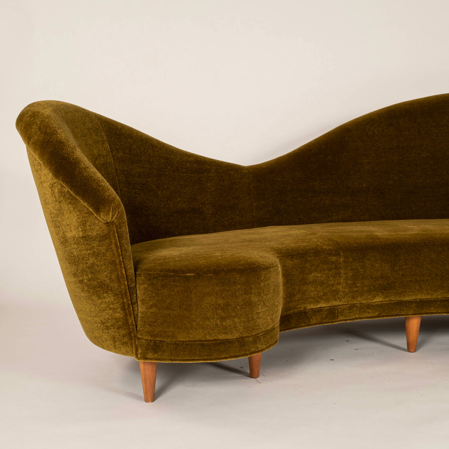 MCM Italian Sofa, Verde Green Mohair