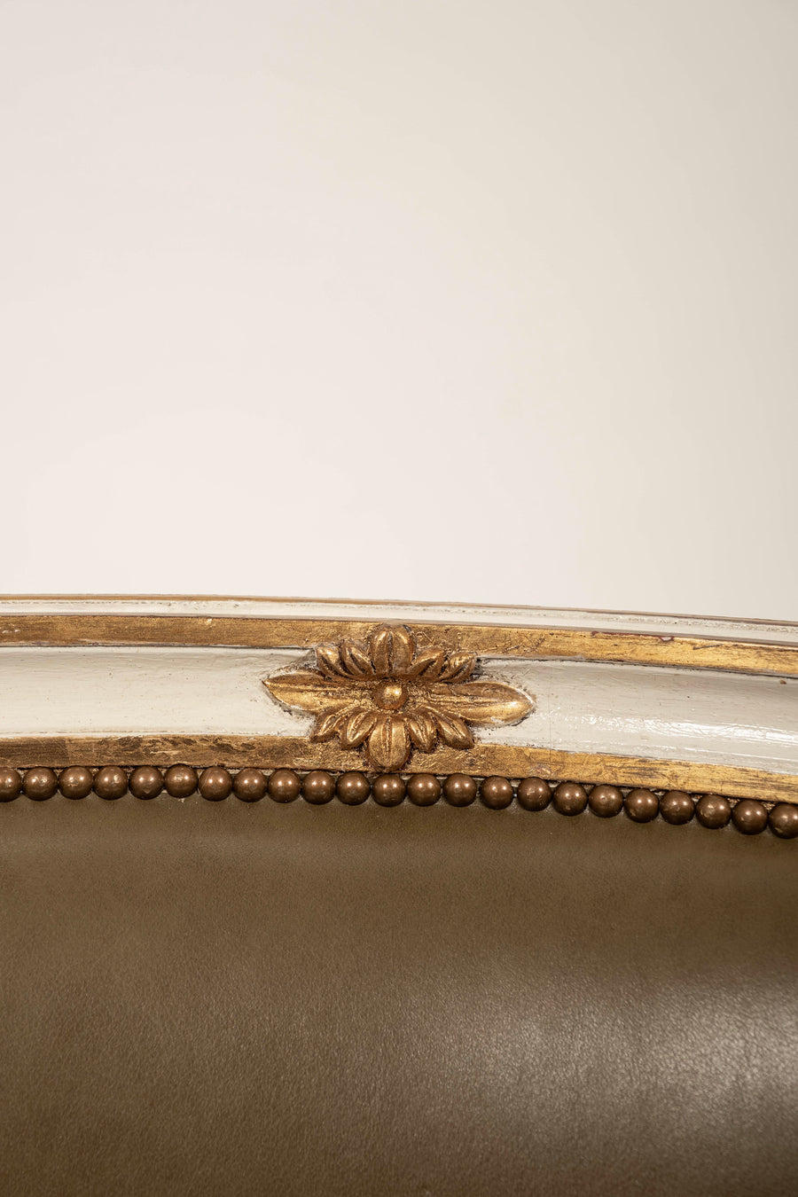 Pair 20th Century Louis XVI Style Painted Gilt Armchairs
