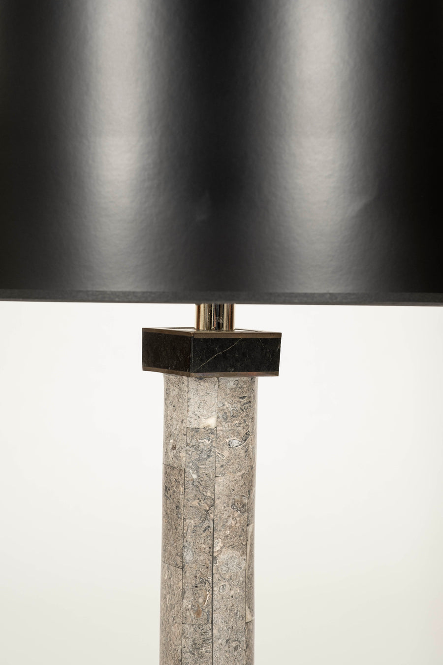 Pair Tessellated Marble Column Lamps