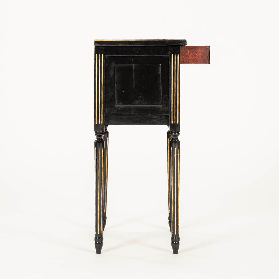 Pair Louis XVI Style Black Nightstands