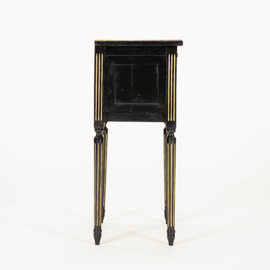 Pair Louis XVI Style Black Nightstands