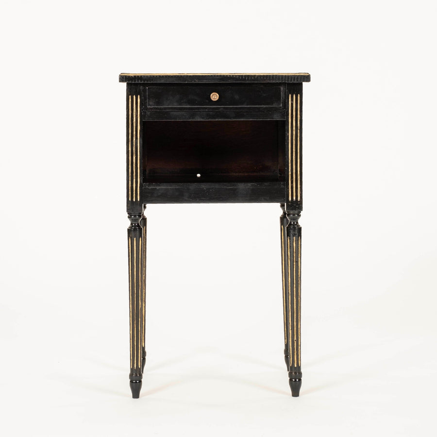 Pair Louis XVI Style Black Nightstands