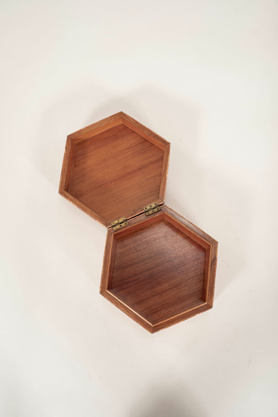 Maitland Smith Tessellated Marble & Brass Inlay Hexagonal Box