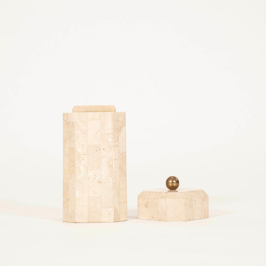 Tessellated Travertine Octagonal Box