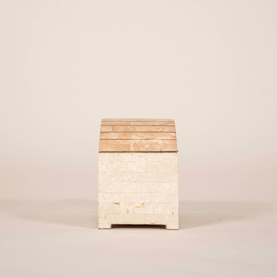 Tessellated Monochrome Mixed Marble & Brass Dome Box