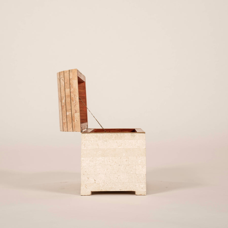 Tessellated Monochrome Mixed Marble & Brass Dome Box