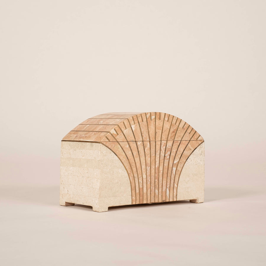 Tessellated Monochrome Mixed Marble & Brass Dome Box