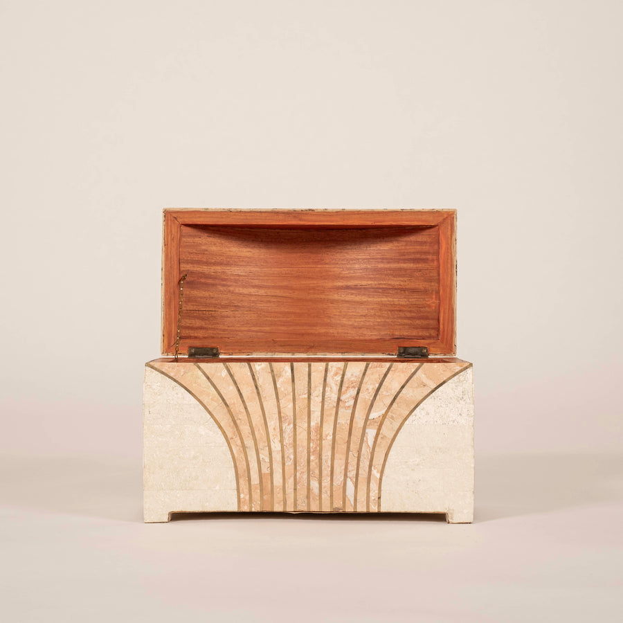 Tessellated Monochrome Mixed Marble & Brass Dome Box