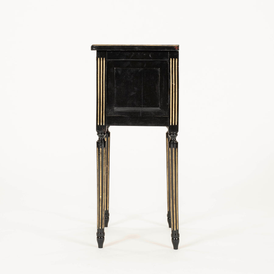 Pair Louis XVI Style Black Nightstands