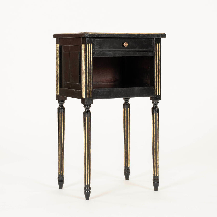 Pair Louis XVI Style Black Nightstands