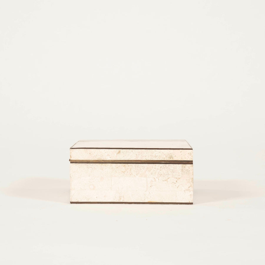 Tessellated Polychrome Mixed Stone & Brass Box