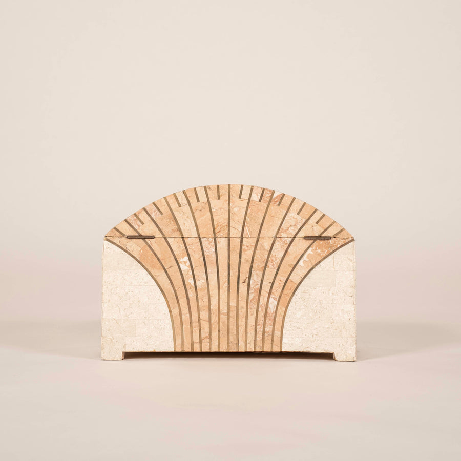 Tessellated Monochrome Mixed Marble & Brass Dome Box